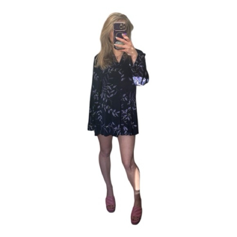 Vintage Y2K Era R&M Richards Black and Purple Floral Women's Cardigan 18W